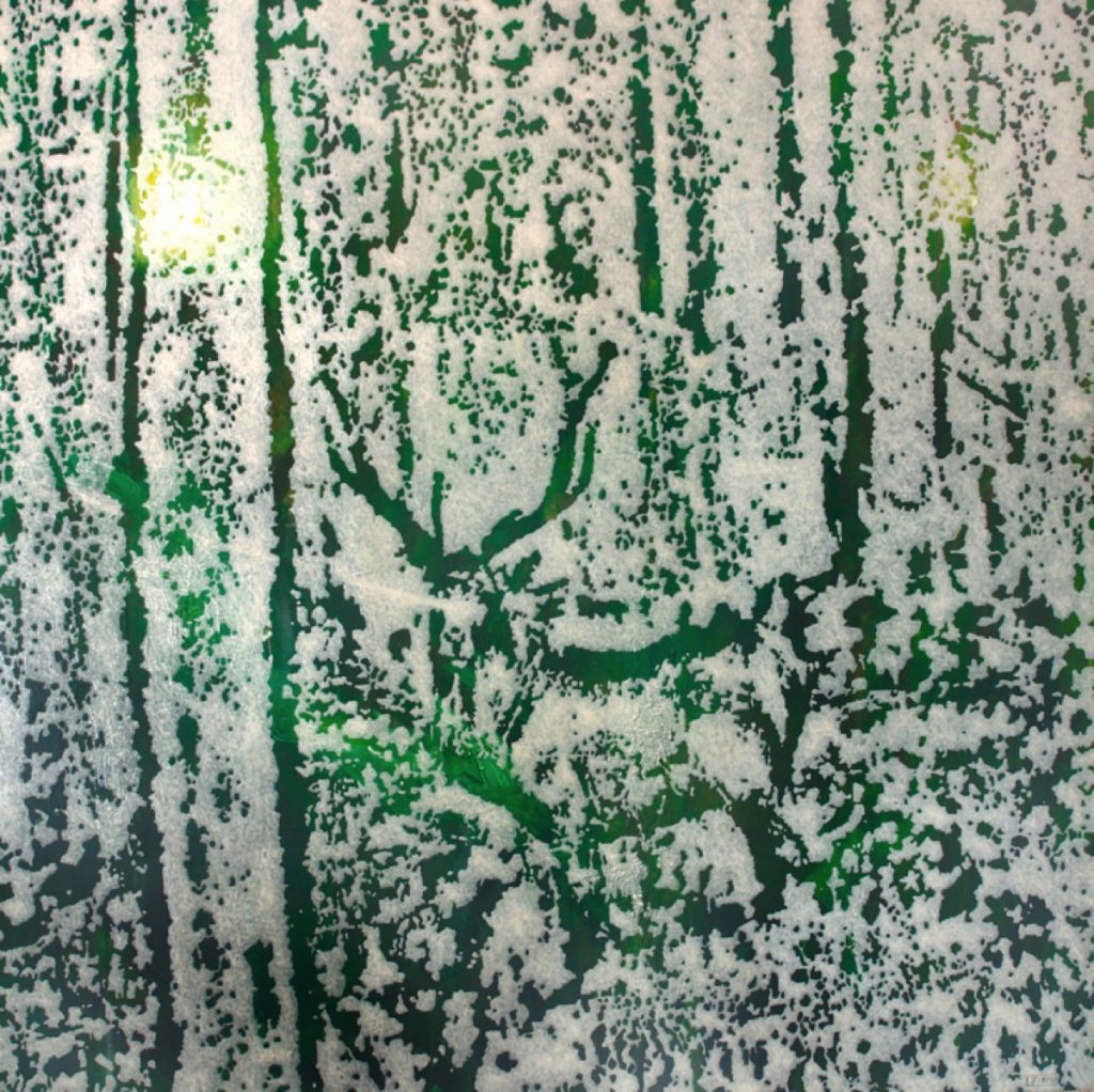 Hirsch, Acryl auf Nessel, 150 x 150 cm