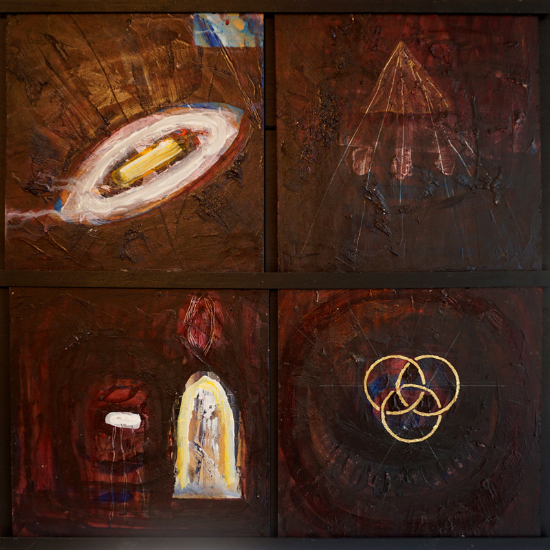 Vierfach-Schautafeln I, 2019,  Acryl auf MDF, 64 x 64 cm